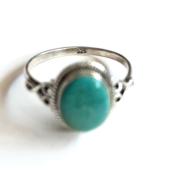 Minty Green Turquoise sterling Ring, 9 - Picture 5 of 6